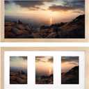 KINLINK 8x16 Collage Picture Frames Natural Wood 3 Opening frames with Acrylic Plexiglass for Multiple Three 4x6 Photos with Mat or 8x16 without Mat, Tabletop and Wall Mounting Display, Set of 2