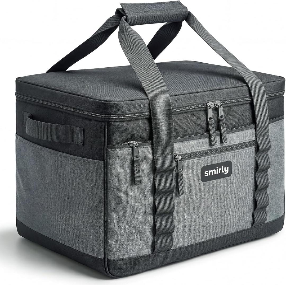 SMIRLY Cooler Bags Insulated Collapsible Cooler, Portable Leakproof and Soft Sided - Large Foldable Ice Chest for Camping, Beach, Travel, Picnic, Car, Grocery, Dark Grey