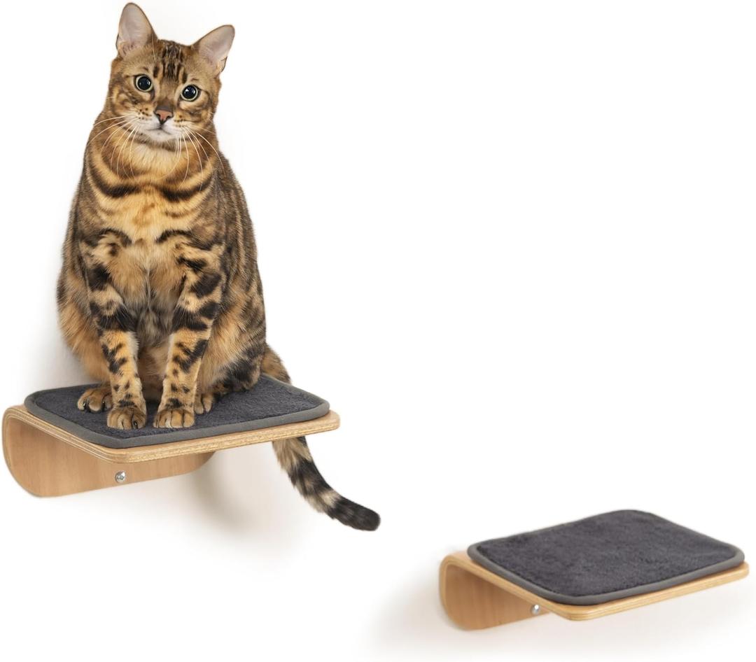 Cat Wall Shelves,Cat Wall Steps and Perch,Stairs,Ladders,Nest,Bed,Modern Wooden Floating Climbing Furniture for Hopping and Sleeping,with Scratching Cushion (Steps)