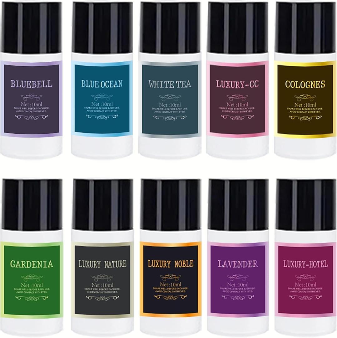 Car Air Freshener Refill Cologne Aromatherapy Oil 10 PCS, Essential Oils Mixed Fragrance Set for Car Diffusers (No Diffuser Included) (0.34 Fl Oz (Pack of 10))