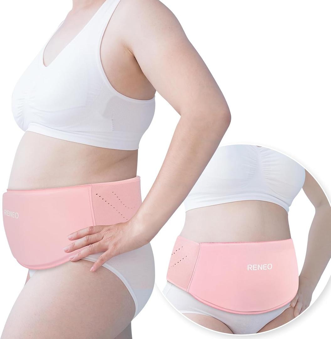 RENEO C Section Ice Pack for Post-Op, C Section Recovery Must Haves, Postpartum Essentials Belly Binder with Hot and Cold Compress Therapy, Soft Gel Protection, Pink