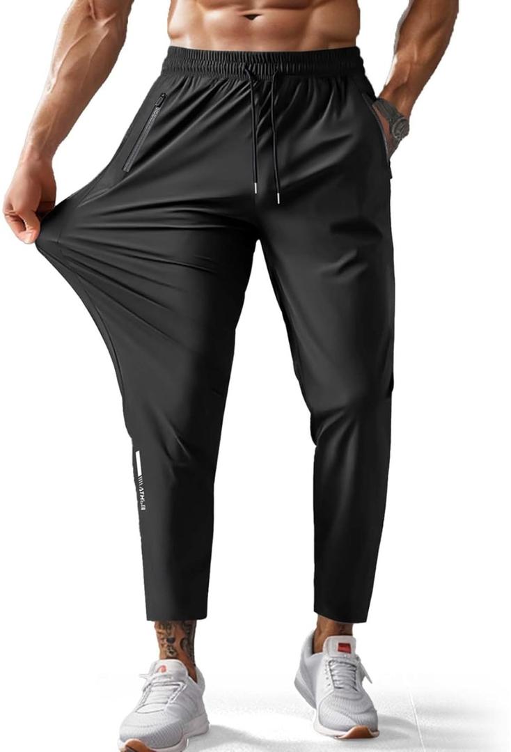 Men's Hiking Pants Quick-Dry Lightweight Sweatpants Outdoor Fishing Pants Water Resistant with Zipper Pockets L