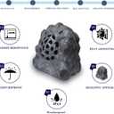 Outdoor Bluetooth Rock Speaker Solar Powered-Random Pair Two Speakers as a Group, Built in Rechargeable Li Battery, Wireless for Garden Patio use-Single Pack，（Grey）