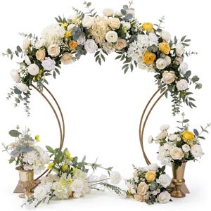 38" Gold Metal Curved Flower Arch Stand, Wedding Centerpiece, 38x35.75x10 inch