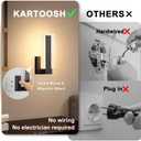 KARTOOSH Rechargeable Wireless Wall Sconces, Battery Operated Modern Wall Light Set of Two with Remote Control, Dimmable, 3000K/4000K/6000K,Timer,Cordless Lighting for Hallway, Bedroom, Living Room Black