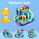ELEMARA 10 in 1 Inflatable Water Slide Bounce House, Inflatable Bounce House with Blower, Dual Slides & Climbing Walls & Ring-toss Game & 2 Water Guns, Splash Pool, Blow up Water Slide with Blower, Blue