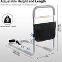 Panta Bed Assist Rail, ASTM F3186, Adjustable, Grey | Foam padded handle, fixing strap, storage bag, fits twin/full/queen/king, portable bed cane