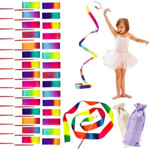 36 Pack Dance Ribbons Streamers Colorful Dance Wand for Kids Gymnastics Ribbons Steamer Wand Girls Twirling Ribbons for Birthday Dancing Party Games Decorations Supplies