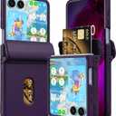 DAKORIE Case for Samsung Galaxy Z Flip 7 Case with Card Holder, Full Body Protector with Hinge Phone Cover for Samsung Galaxy Z Flip 7 5G 2025 - Purple