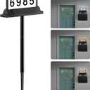 Solar Address Sign for House Numbers  Dual-Sided LED & Dual-Sided Solar Panels, 3 Color Modes, IP65 Waterproof Address Plaque, Strong Magnetic/Stake/Wall Mount, Dusk-to-Dawn for Mailbox Yard Driveway (1 Pack, 3000/4000/6000K)