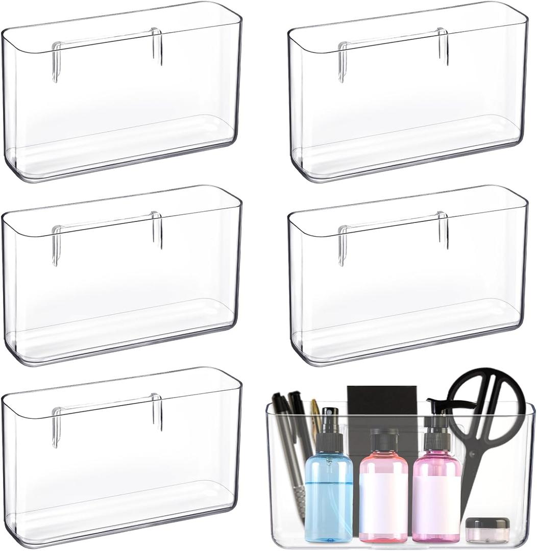 Suzile 6 Pack Wall Mount Organizer Acrylic File Holder Adhesive Cabinet Door Organizer Wall Mounted Storage Box for Office Kitchen Bathroom Bedroom Garage Craft Room Collection(Big)