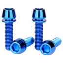 Titanium M6x16 18 20 25mm Hex Tapered Head for Bicycle Crank Brake Fixed Upgrade Screw Pack of 4 (Blue, M6x20mm)