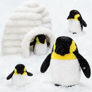 5 Pcs Penguin Stuffed Animal and Igloo Set 10 Inch Mommy Penguin and 3 Cute Plush Babies with 10.6 Inch Igloo Wrapping Soft Cute Animal Plushie for Birthday Party Decor Cuddle Social Gifts