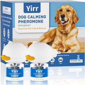 Dog Calming Diffuser, Puppy Pheromones Calming Diffuser, Relaxing Pheromone for Dogs Relief Stress Anxiety Fighting Scratching Barking, Help Train Dog to Pee, 2 Diffuser 2 Refill(48ml)