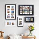 Mini Picture Frame for Fujifilm Instax Mini 13/12/11/41/EVO/SE Instant Camera, Wooden 2x3 Picture Frame for Polaroid 3 Inch 3 Films for Wall & Tabletop Display (1 Set)(White Frame White Card)