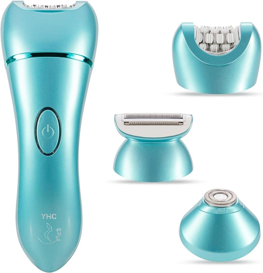 YHC Epilator for Women  3-in-1 Facial & Body Hair Remover, Wet & Dry Electric Shaver for Legs, Arms & Bikini, Cordless, Waterproof, USB Rechargeable (Blue)
