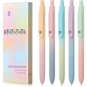 FIOVER 5pcs Gel Pens Black Ink Medium Point 0.7mm Pens Smooth Writing High-End Series Cute Ballpoint for Journaling Note Taking, Office School Supplies Gifts for Women and Men (1 Count (Pack of 5))
