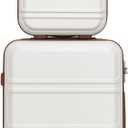 Kono Carry On Luggage Set Airline Approved Lightweight PC+ABS Carry On Suitcase with TSA Lock Spinner Wheels Durable Luggage Hardside White, 2-Piece Set