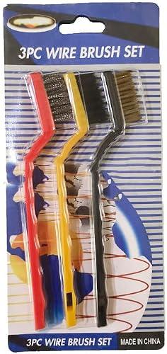 3 PCS Mini Wire Brush, Stainless Steel Brush Metal Detail Brushes Curved Handle Masonry Brush Wire for Cleaning Welding Slag and Rust (7in 3pcs Colorful)