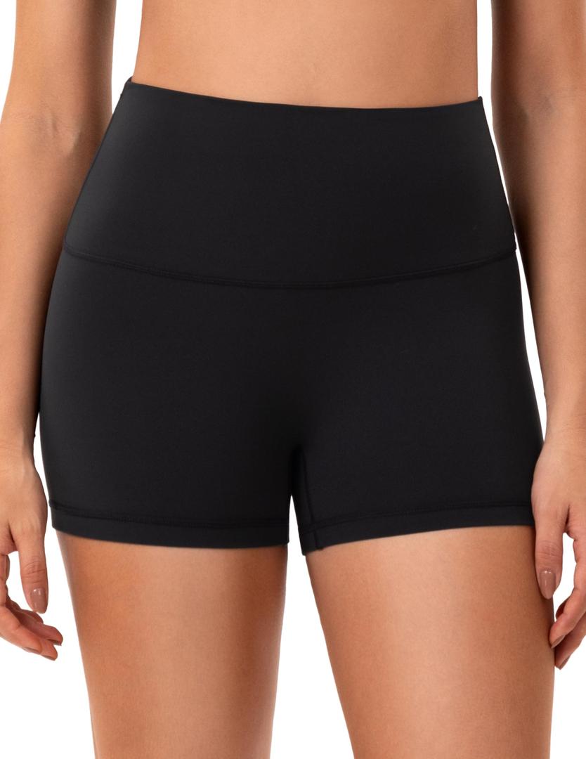 YUNOGA No Front Seam Biker Shorts for Women, High Waisted Tummy Control 3" Inseam Exercise Athletic Gym Running Yoga Shorts (Charcoal Grey,XL) (Black, XL)