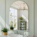 Frameless Bathroom Mirror, 24"x36" Arched Bathroom Vanity Mirrors for Beveled Edge, Arched Wall Mirror, Decorative Arch Mirrors for Bedroom, Entryway, Living Room