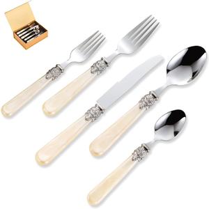 20 pieces 18/10 Stainless Steel Silverware Sets With Champagne Handle,Vintage Cutlery Sets,Sliverware set Service for 4,Dishware Safe (20,champagne)
