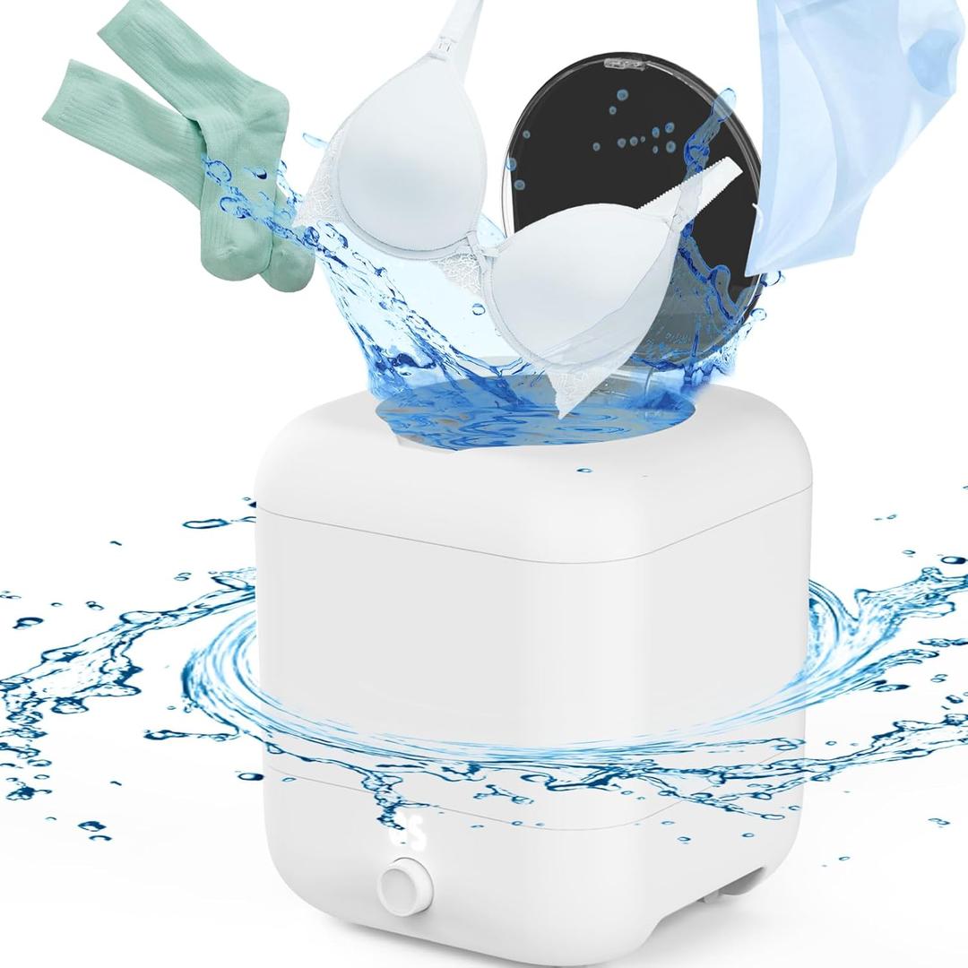Portable Washing Machine, Rechargeable Cordless Mini Washing Machine with 2000mAh, Charge 1 Time and Up to Use 10 Times, 5L Portable Washer Machine for Baby Clothing, Underwear, Camping, RV Travel (Medium)