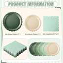 Ziliny 110pcs Sage Green Plates and Napkins Tableware Set Serve 25 Guests Includes Scalloped 9" 7" Paper Dessert Dinner Plate Green Series Napkins for Spring Birthday Wedding Baby Shower Tea Party, Dinner plates: 9 inches / 22.86 cm in diameter