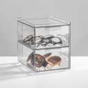 mDesign Stackable Storage Containers Box with 2 Pull-Out Drawers - Stacking Plastic Drawer Bins for Closet Organization, Linen, Coat, Bedroom or Entryway Closets - Lumiere Collection - 4 Pack, Clear