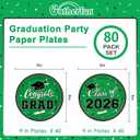 Graduation Party Supplies 2026 Graduation Party Dinnerware Green Disposable Paper Plates for Congrats Grad Party Decorations, Serve 80