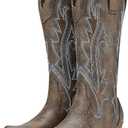 HISEA Rollda Cowboy Boots for Women Cowgirl Boots Ladies Western Embroidery Pointy Toe, 11