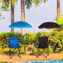 2 Pack Beach Chair with Umbrella Folding Camping Beach Chairs with Canopy Portable Chairs with Cup Holder Carrying Bag for Camping Hiking Travel Picnic Outdoor Events(Black and Blue)