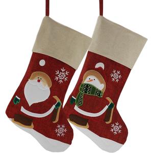 Wewill Classic Christmas Stockings Set of 2 Santa, Snowman Xmas Character 17-Inch (Style 3)