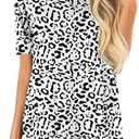Womens Loose Fit T Shirts Cotton Casual Tops for Women Blouses for Leggings Short Sleeve Tunic Tshirts Crew Neck Ladies Tees (S, A-ST-Leopard White) (White, S)