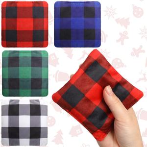 SmoothNovelty 4 Pcs Microwave Hand Warmers Reusable Flannel with Flaxseed Microwavable Bag Heating Cold Pack Bag for Colleagues Christmas Stocking Stuffer Gifts (Buffalo Plaid)