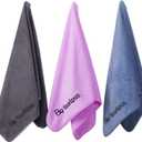 Microfiber Gym Towels Bigger Size Super Soft for Exercise Fitness, Sports, Workout, 380-GSM 15-Inch x 31-Inch Quick-Drying Towels (3 Pack, Grey+Blue+Purple)