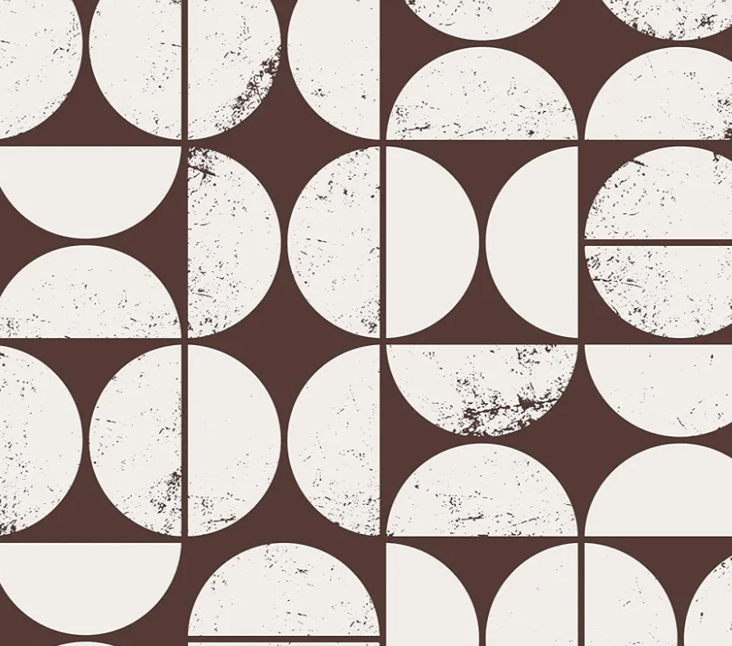 VEELIKE Retro Circle Pattern Geometric Peel and Stick Wallpaper Brown Geometric Wallpaper for Bedroom Bathroom 17.7''x118'' Removable Self Adhesive Modern Abstract Art Deco Wall Paper for Living Room