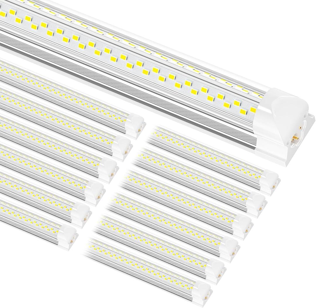 ONLYLUX 8ft LED Shop Light, 8' 100W 15000lm 6000K (12 Pack), 8 Foot Linkable led Shop Lights with Plug Fixture for Garage Workshop, T8 LED Tube Lights, High Output, (12pack No Hanging)