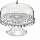 Guzzini Tiffany 11.8" Footed Cake Stand with Dome Lid - Clear, Multi - Purpose Use for Dessert Table, Cupcake Stand, Cake Display, BPA-Free Display Stand for Parties, Weddings, Kitchen
