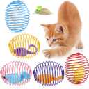 Jecery 5 Pcs Cat Spring Balls Toys Stretchable Rolling Balls Colorful Playful Coils Interactive Action Toy Caged Rats for Kitten Pet Supplies (Catnip Rats,Multicolor)