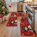 Artoid Mode Snowman Let It Snow Snowflake Christmas Kitchen Mats Set of 2, Winter Home Decor Low-Profile Kitchen Rugs for Floor - 24"x35"+24"x59"+24"x72" (Red)