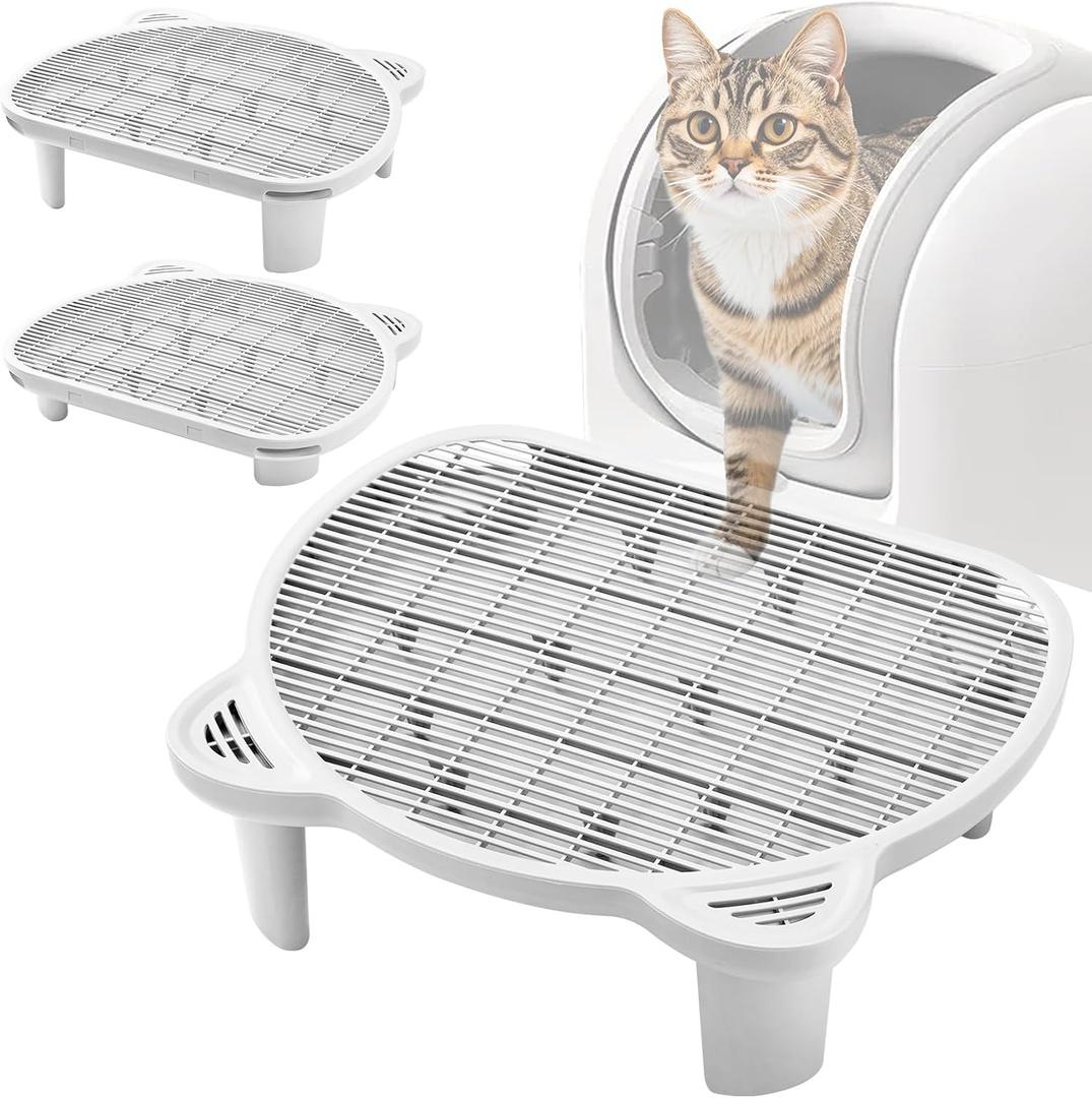 Litter Catching Step for Cat Litter Box, Litter Trap Stool for Automatic Litter Box Self Cleaning, Litter Collection Stairs for Litter Robot, Litter Catcher Ramp for Old Geriatric Senior Cat or Kitten (White)