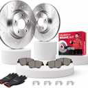 HUSCH Ceramic Brake Pads and Drilled and Slotted Brake Rotors Fit for Volvo