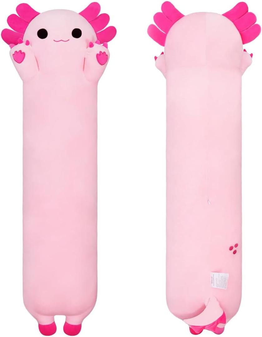 Axolotl Plush Toy, Cute Axolotl Stuffed Animal Soft Long Plushie Body Pillow for Girls and Boys Adults Gifts, 20", Pink