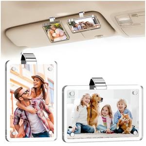LiftRemote 2Pcs Car Picture Holder, Magnetic Acrylic Visor Photo Clip & Photo Frame for car - Romantic Valentine's Day Gifts for Him Her, Boyfriend, Girlfriend, Personalized Car Decor Accessories