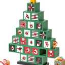 Wooden Advent Calendar, 2025 Countdown Christmas Tree Advent Calendar with 24 Storage Drawers, DIY Reusable Advent Calendar Boxes for Kids, Adults (Green)