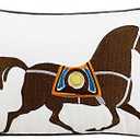 Croker Horse 12x20'' inches White Embroidered Horse Throw Pillow Cushion Covers - Modern Fashion Style Couch Sofa Pillow for Living Room Sofa Bedroom