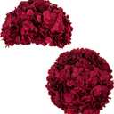 BLOSMON Hydrangea Flowers Ball Centerpieces: 2 Pcs Burgundy Fake Flowers Artificial Silk Flower Balls Faux Hydrangeas Floral Arrangements Bouquet for Wedding Home Room Table Decoration