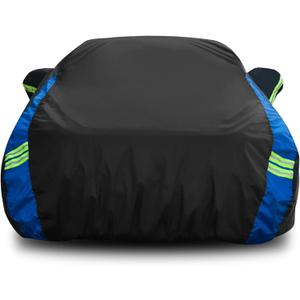 Car Cover Waterproof All Weather for Automobiles, Outdoor Heavy Duty Full Exterior Covers for Sedan(194"-208") (Fit Sedan Length 194-208 inch, Black-Blue)