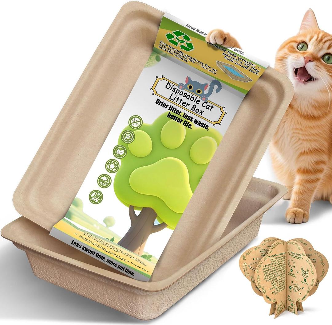 Disposable Litter Box for Cats Large,  2  Pack 17.5X 13.5in Leak-Proof